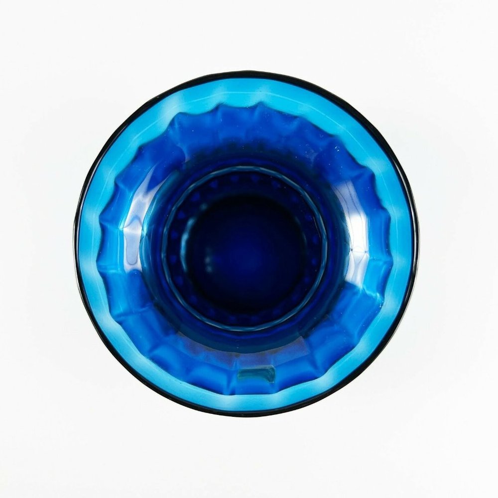 Vintage Mid Century Modern Empoli Cobalt Blue Optic Glass Vase Made in Italy - Picture 6 of 9